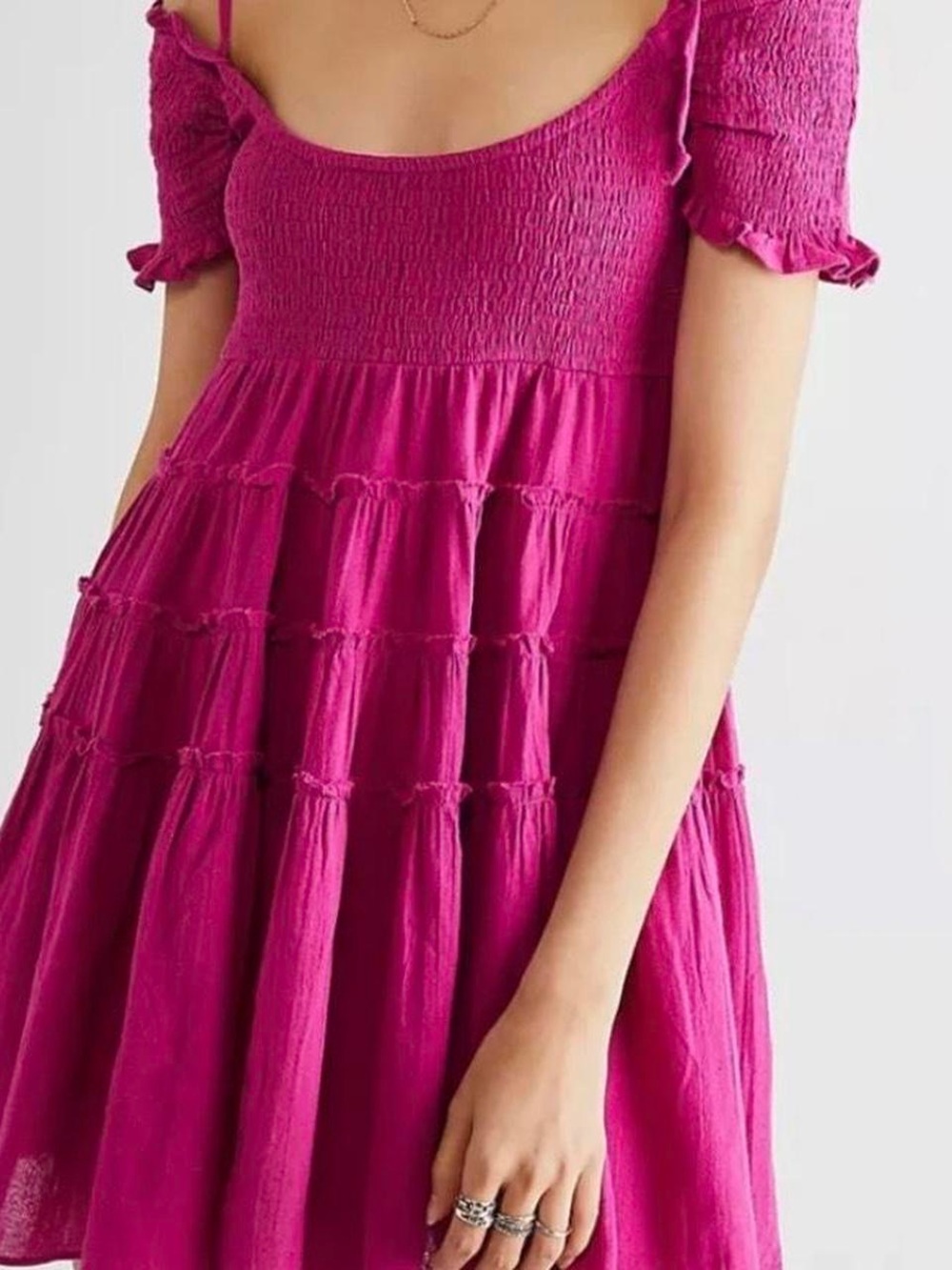 Free People Magenta Smocked Dress